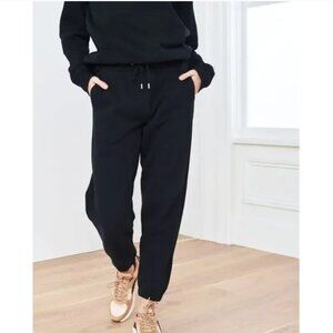 Quince Organic Cotton Heavyweight Fleece Boyfriend Joggers Black Size Large